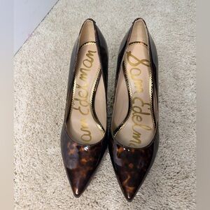 Sam Edelman Tortoiseshell Patent Pointed Toe Pumps - Brown/Black